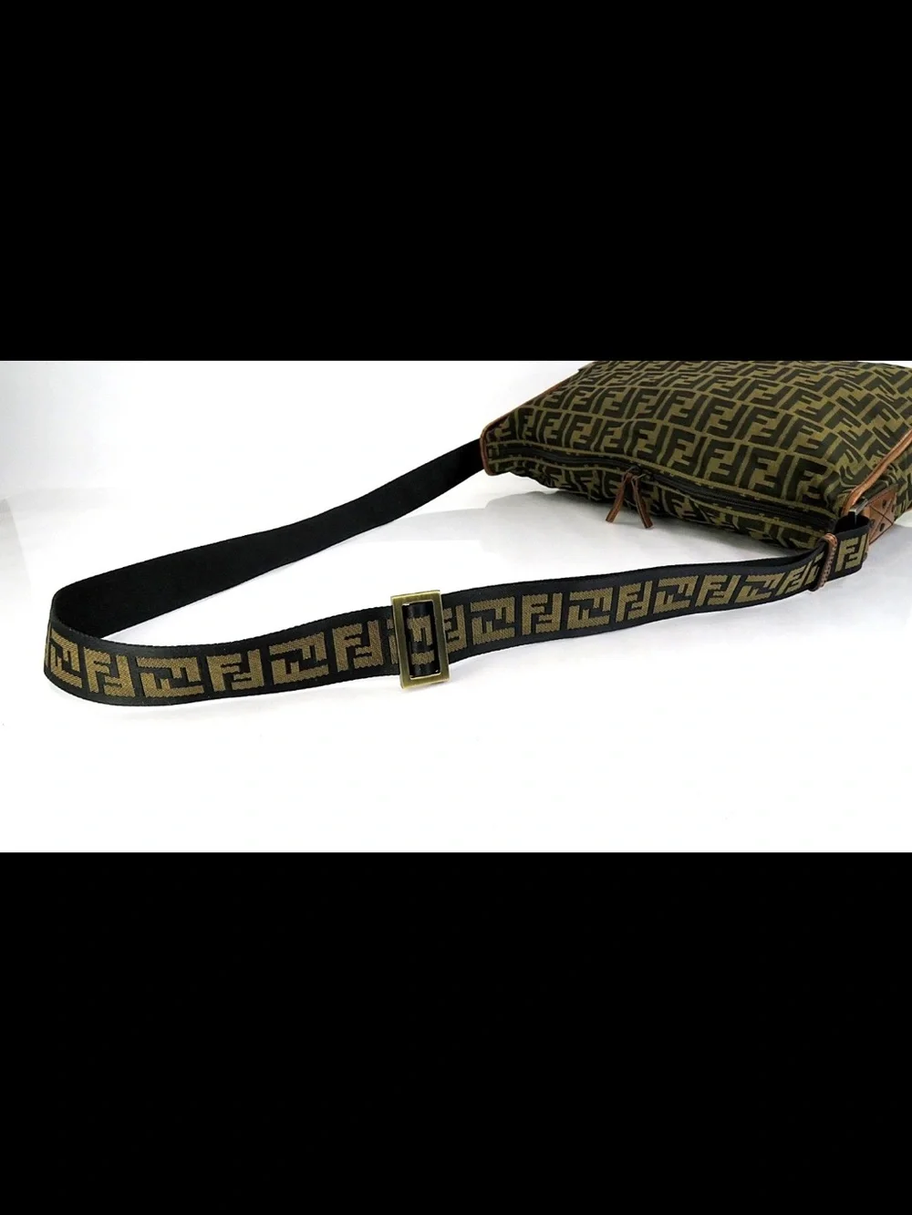 Fendi Olive & Brown FF Logo Messenger Bag